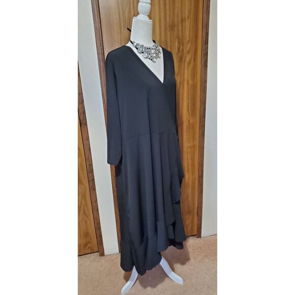 TERRA & SKY WRAP DRESS COLOR BLACK 3/4 SLEEVE  SIZE 3X - Picture 3 of 7
